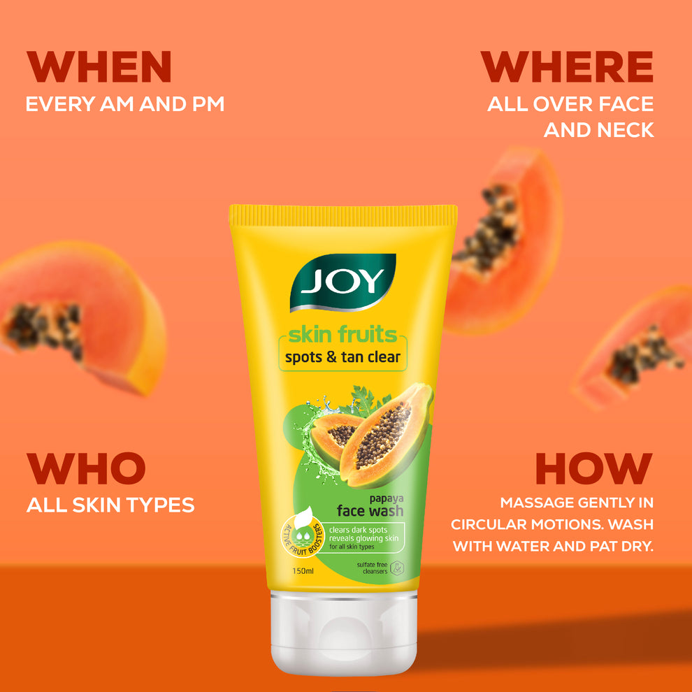 Joy Skin Fruits Spots & Tan Clear Papaya Face Wash 150ml