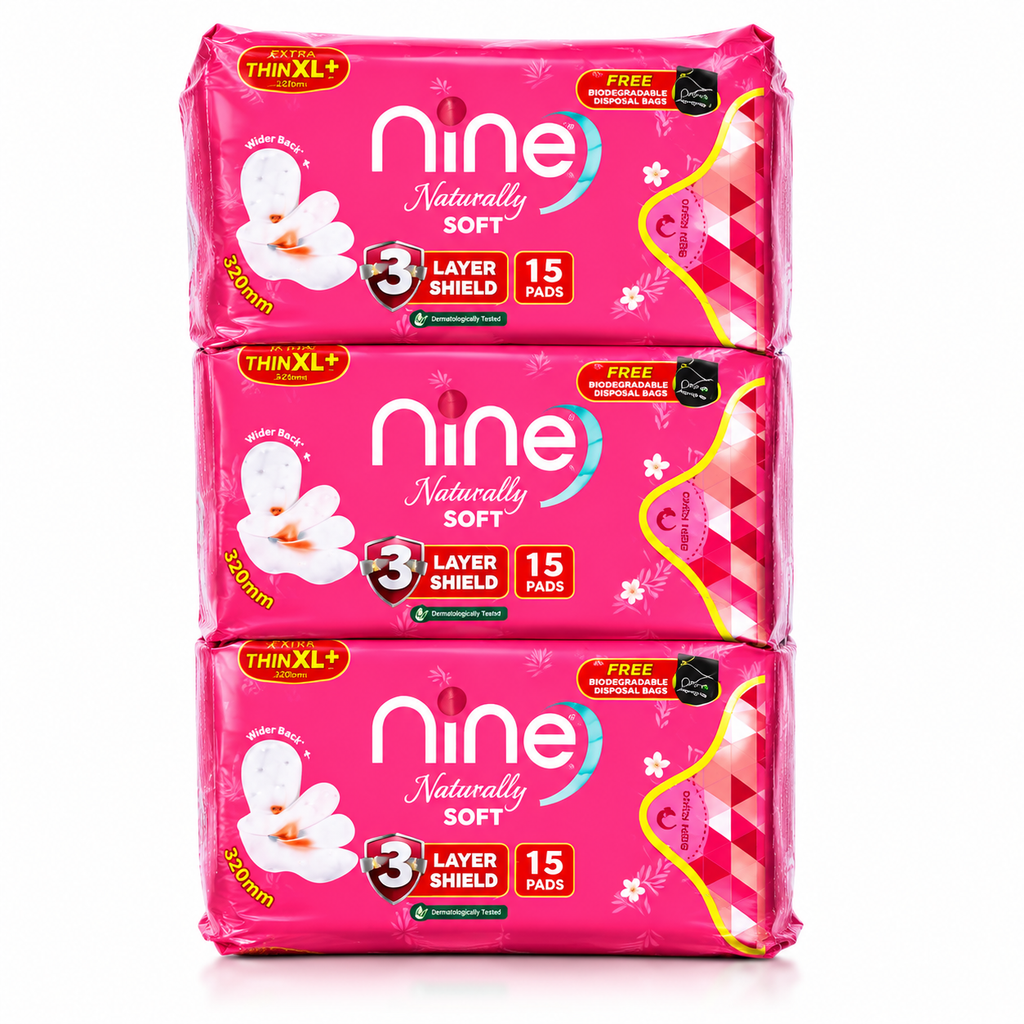 Niine Naturally Soft Ultra Thin XL+ Sanitary Pads - Pack of 3