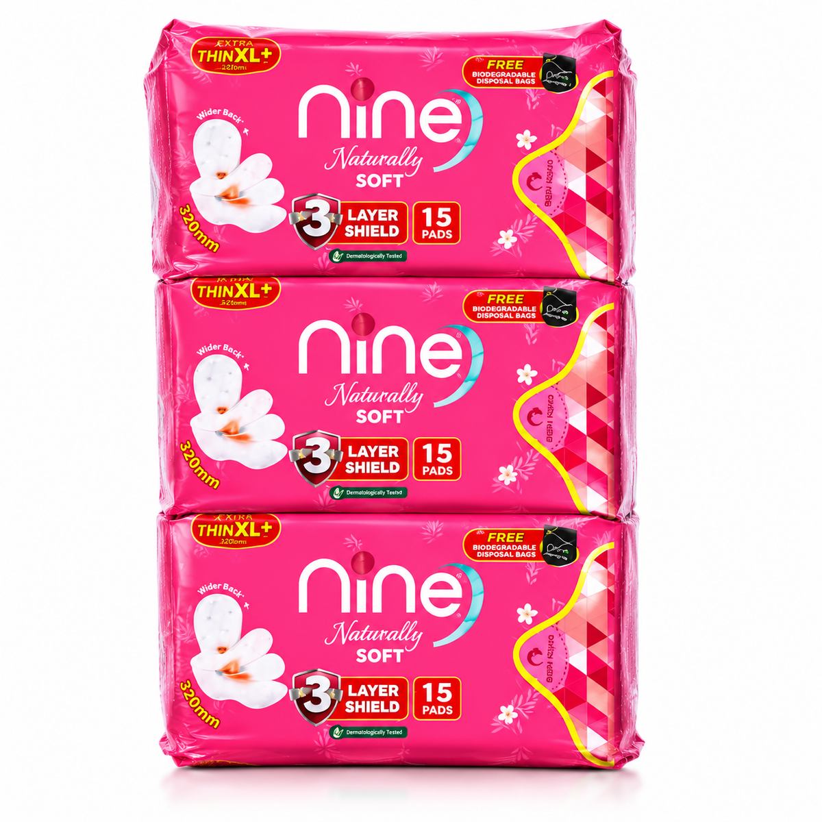 Niine Naturally Soft Ultra Thin XL+ Sanitary Pads - Pack of 3